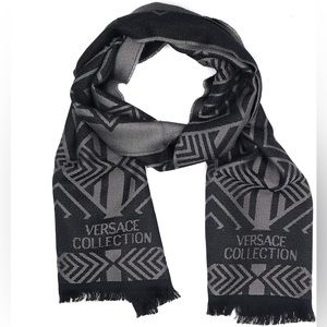 Versace Black Geometric Scarf